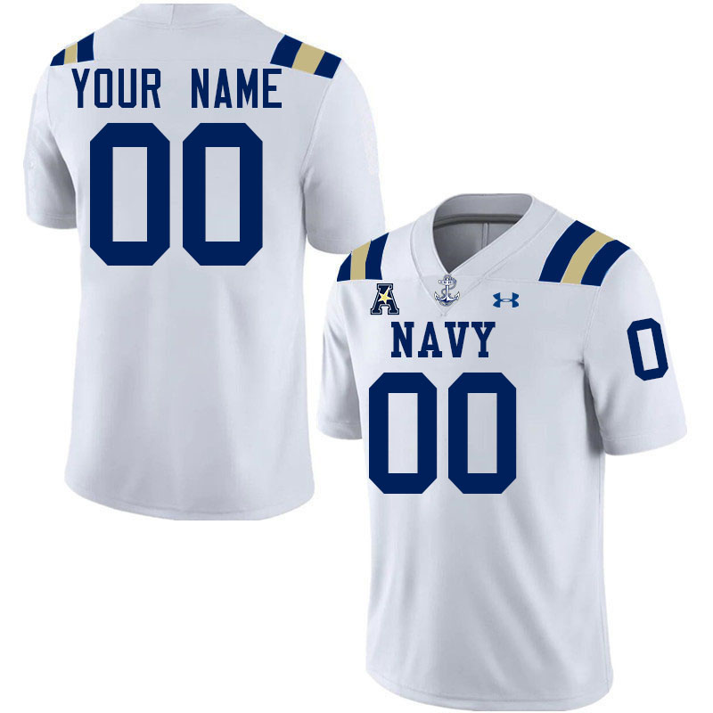 Custom Navy Midshipmen Name And Number College Football Jerseys Stitched-White